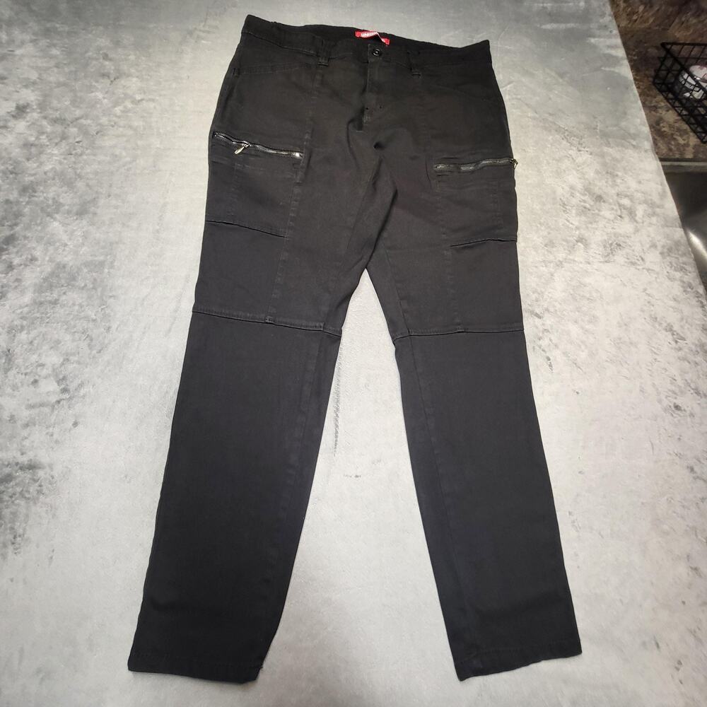 UNIONBAY Pants Juniors 15 Black Cargo Twill Stretch Pockets Zip Flat Front
